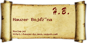 Hauzer Bojána névjegykártya